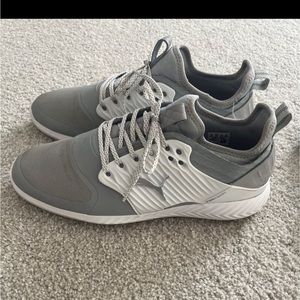 PUMA Ignite PWRADAPT Caged Golf Shoe, Men’s 10.5 grey and white